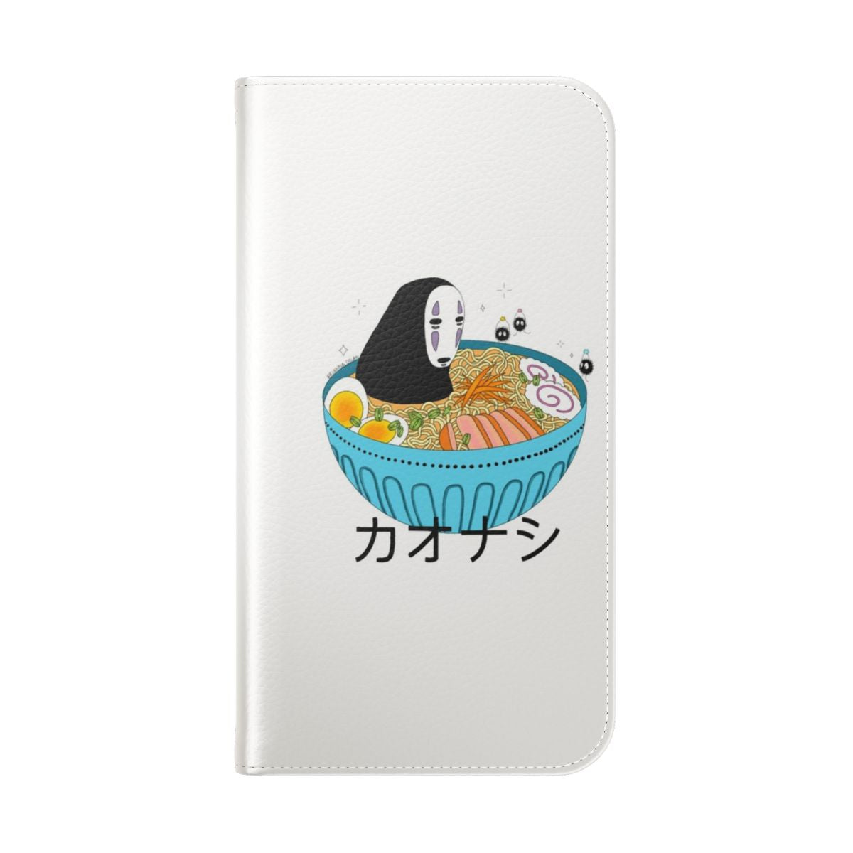 Vibrant flip phone case featuring No Face from the Studio Ghibli anime film Spirited Away - Folded Back