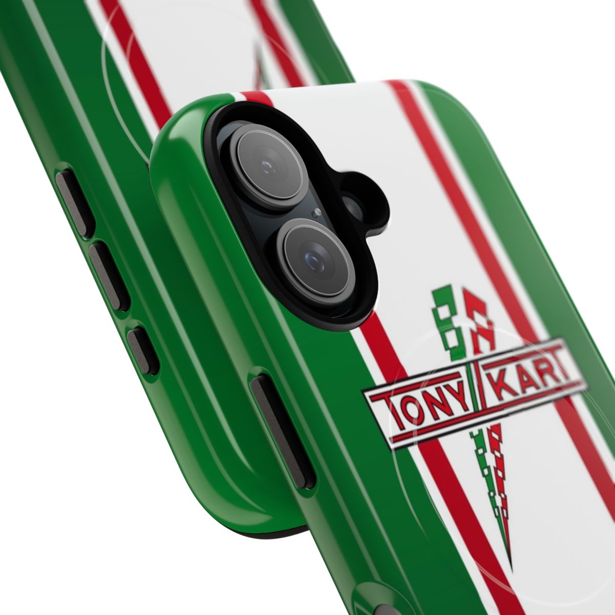 Tough magnetic phone case with Tony Kart racing theme - Detail