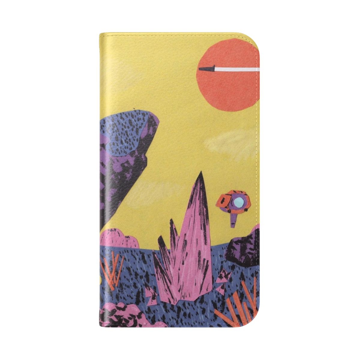 Vibrant space-themed phone case with an alien planet design - Folded Back