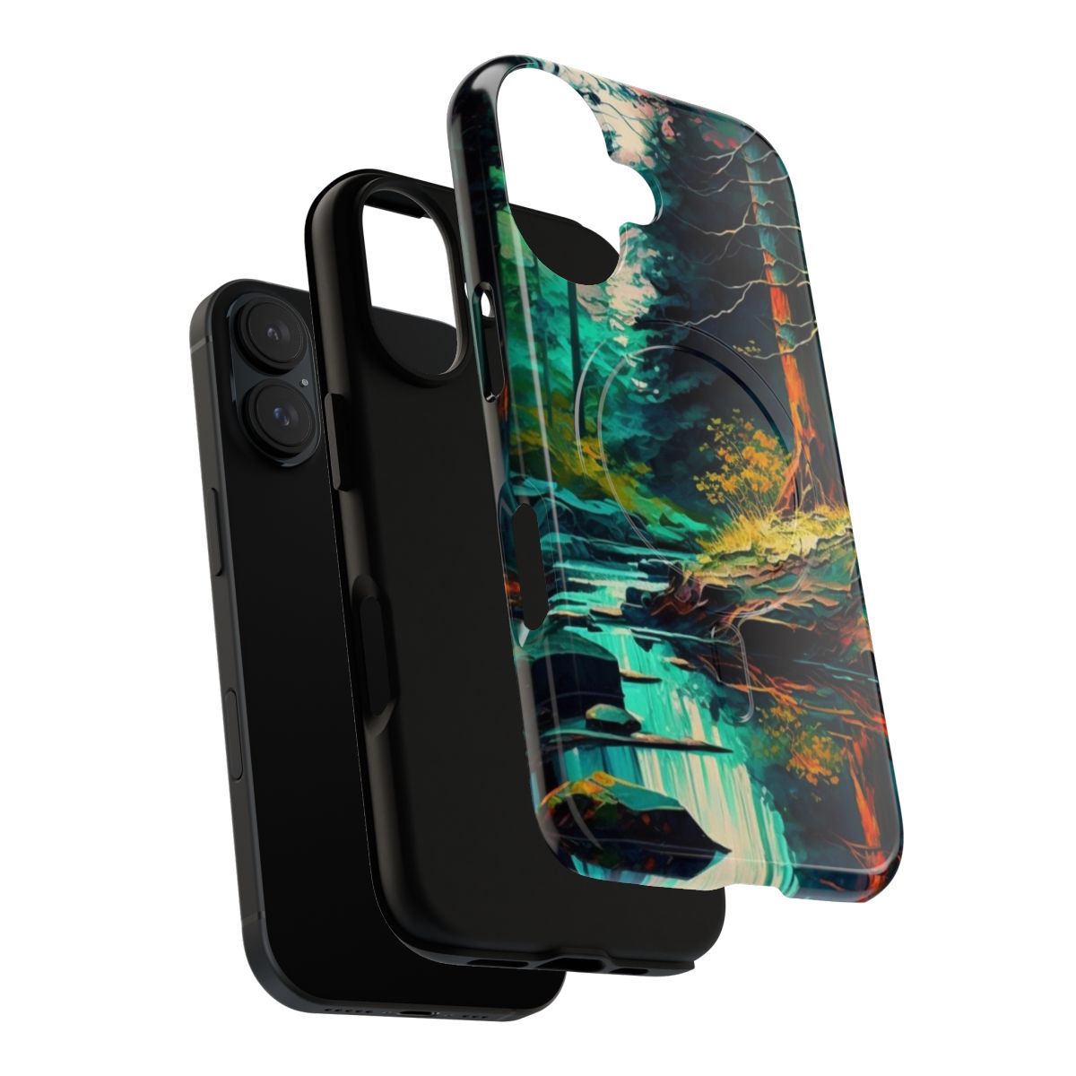 Colorful abstract forest landscape phone case - Layers