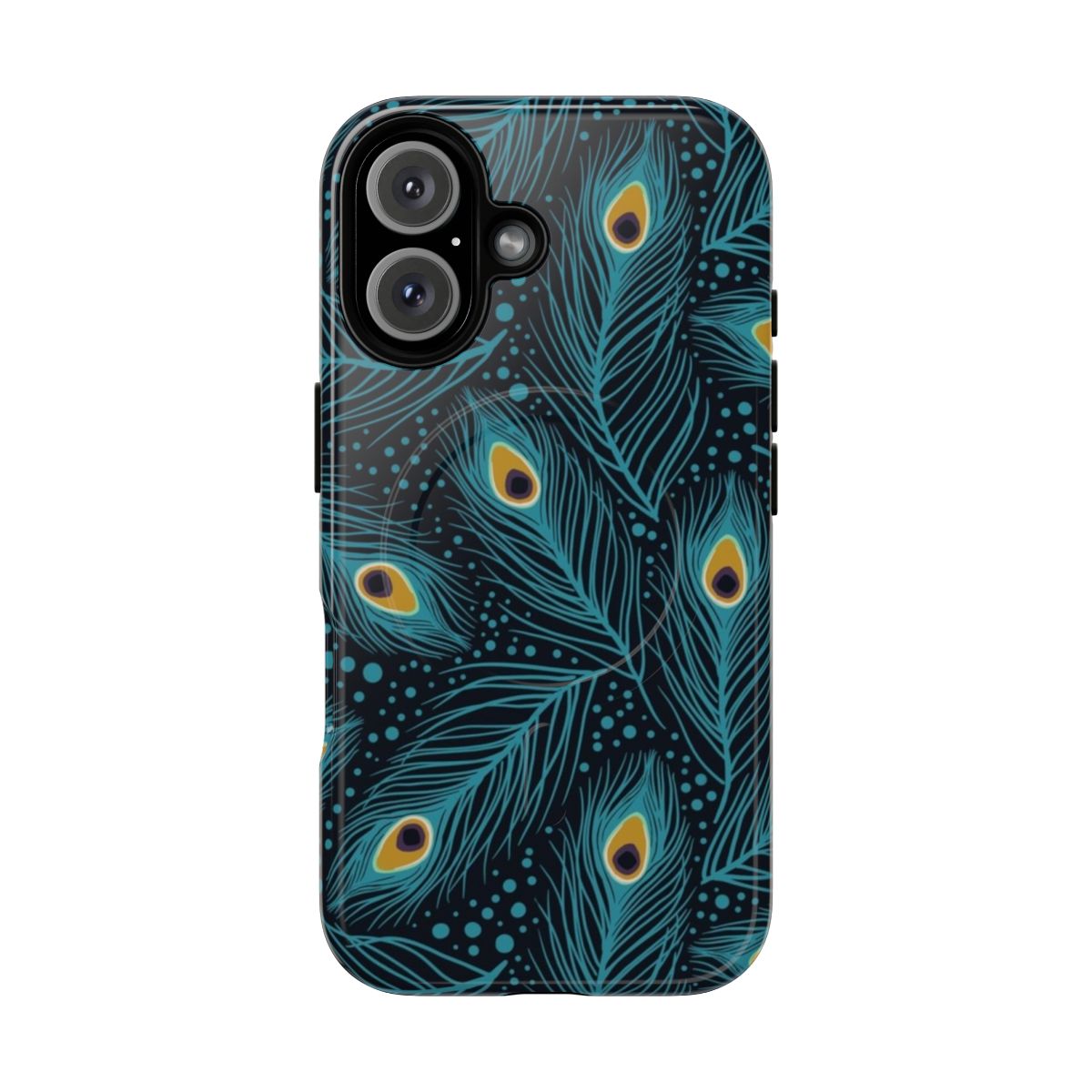 Peacock feather phone case with magnetic closure and tough design