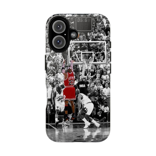 Magnetic tough phone case with a basketball design