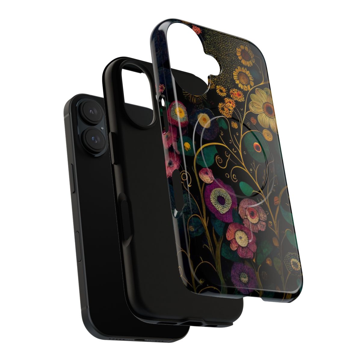 Phone case with a floral pattern inspired by the artwork of Gustav Klimt - Layers