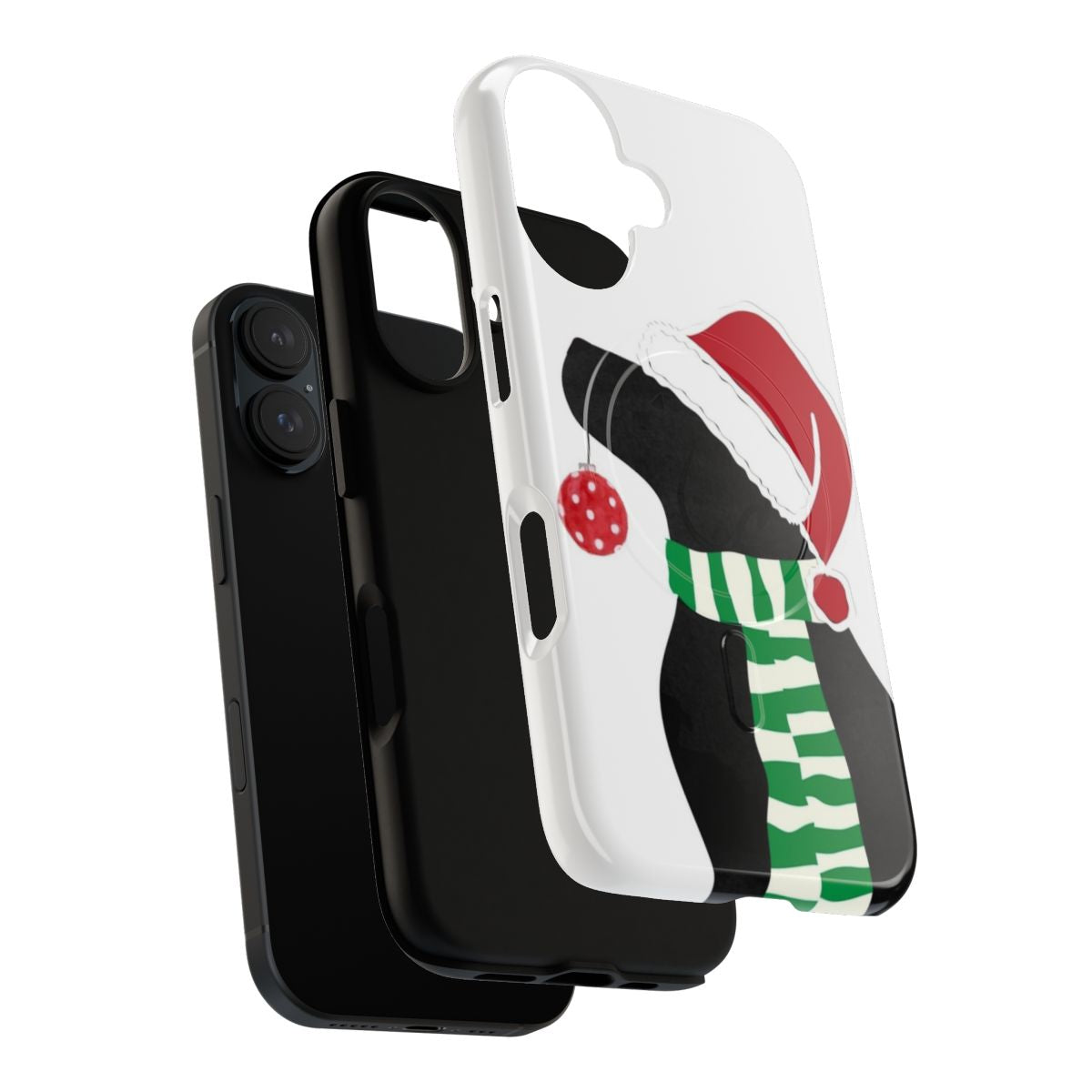 Black Labrador Retriever wearing a Santa hat on a phone case - Layers