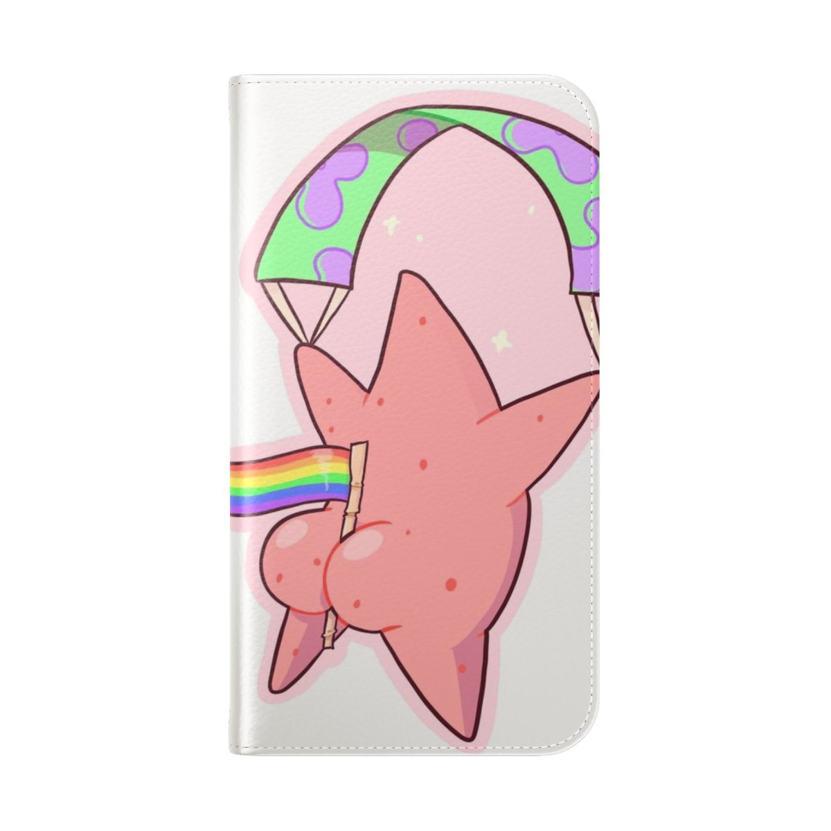 Vibrant phone case cover featuring a cartoon character from the Spongebob Squarepants TV series in support of LGBTQ+ pride. - Folded Back