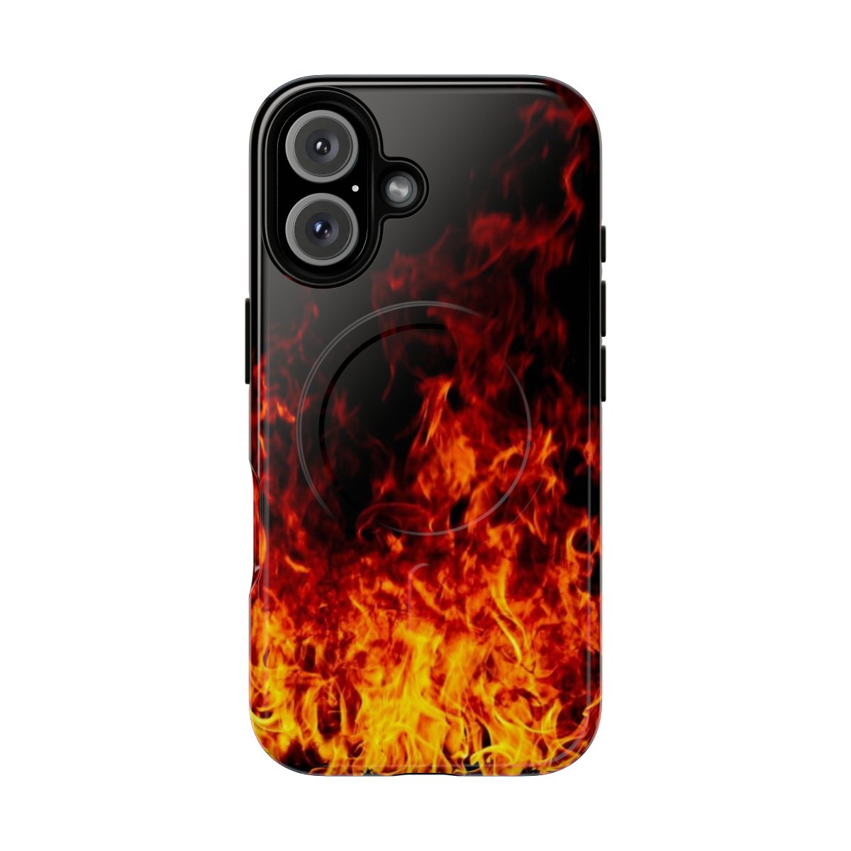 Stylish and protective fire-themed magnetic phone case