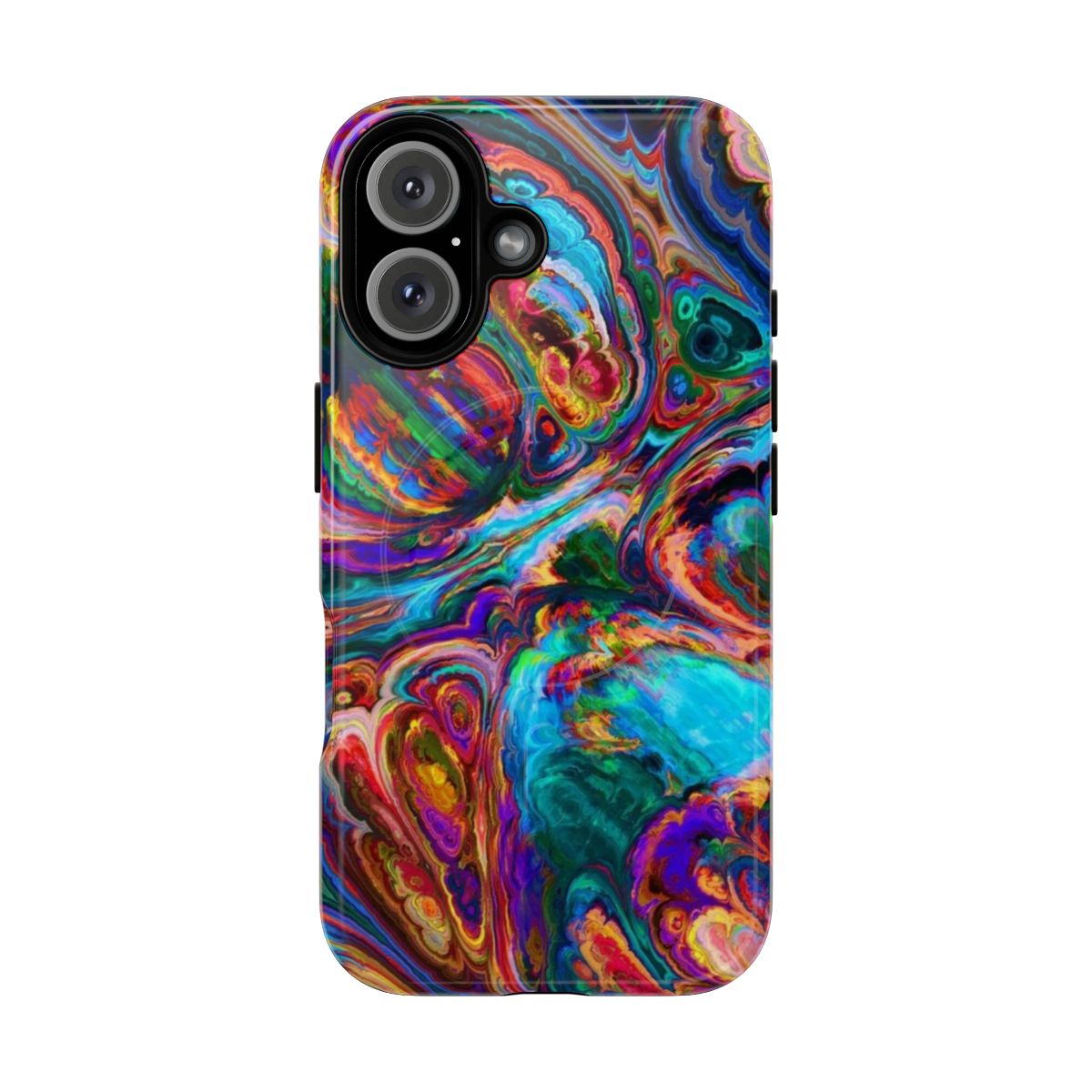 Colorful abstract flowing phone case with intense colors