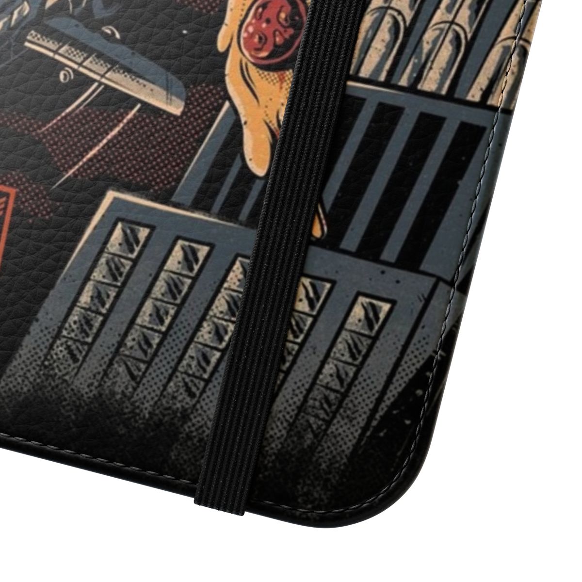 Retro Pizza Kaiju Inspired Flip Cover Phone Case - Close Up