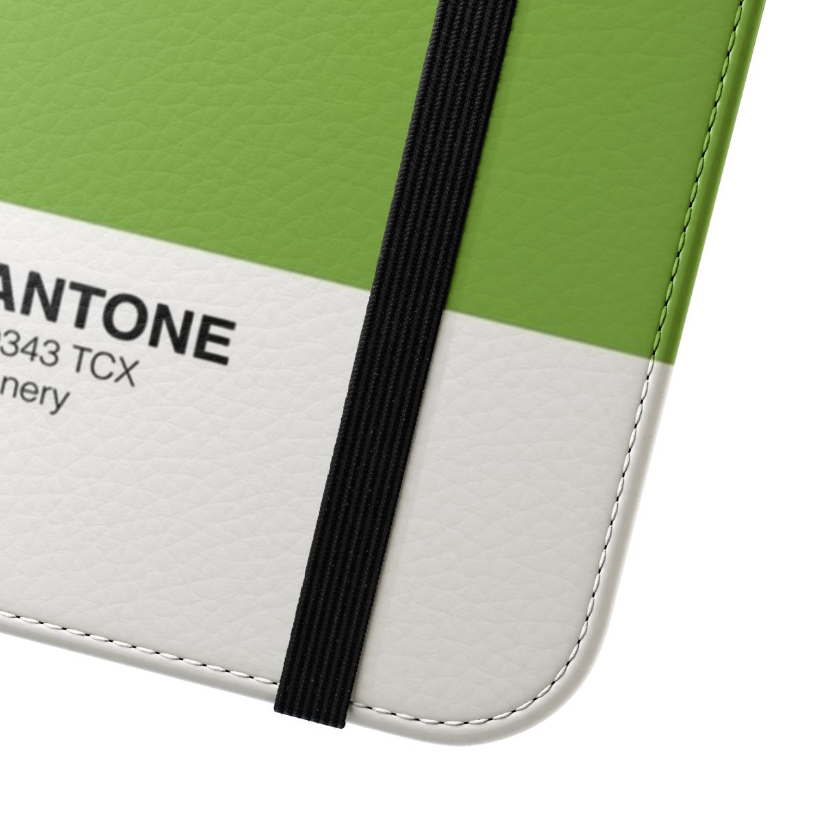 Pantone Flip Cover Phone Case in Vibrant Greenery Color - Close Up