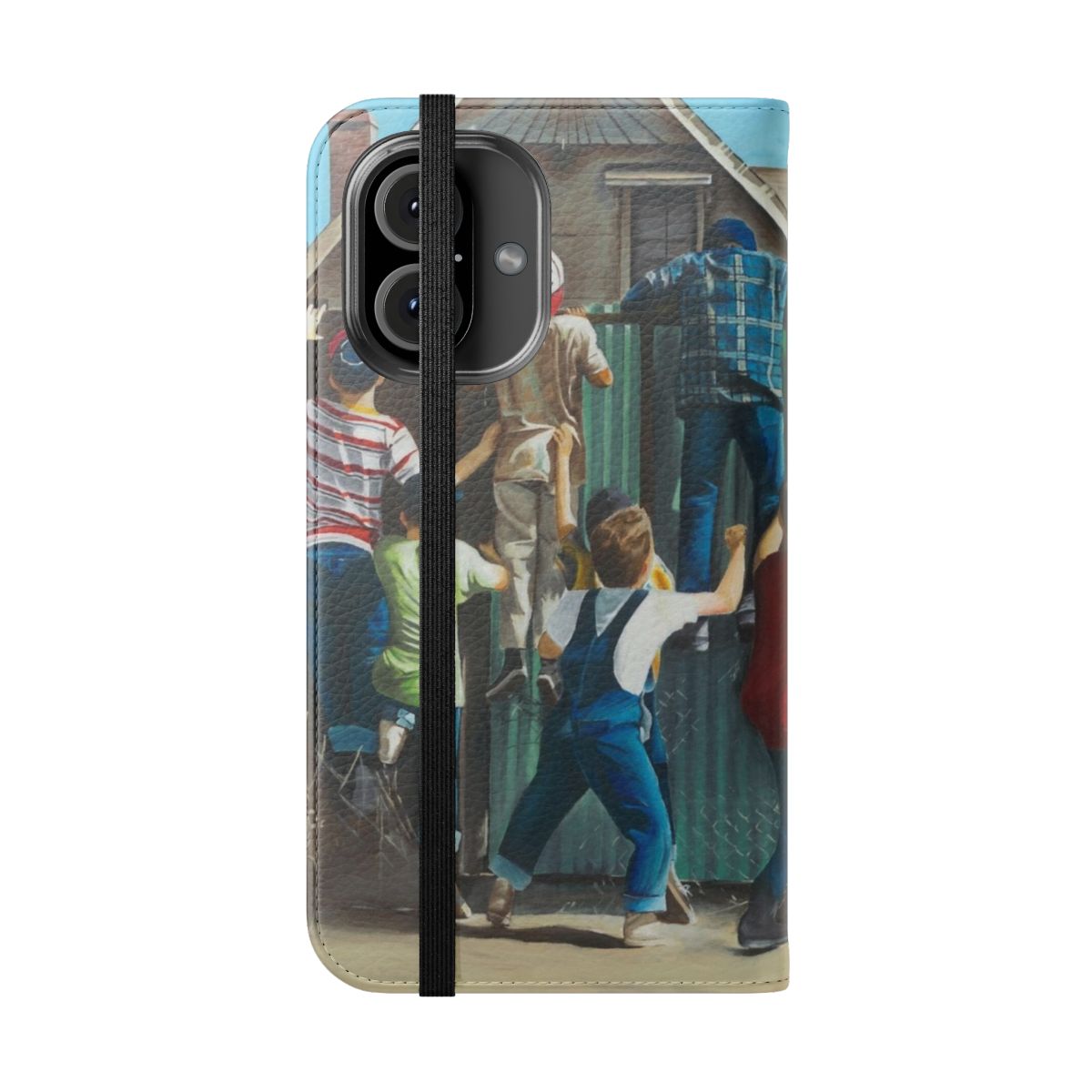 Retro baseball-themed acrylic flip phone case inspired by the classic 1950s movie The Sandlot - Folded Front