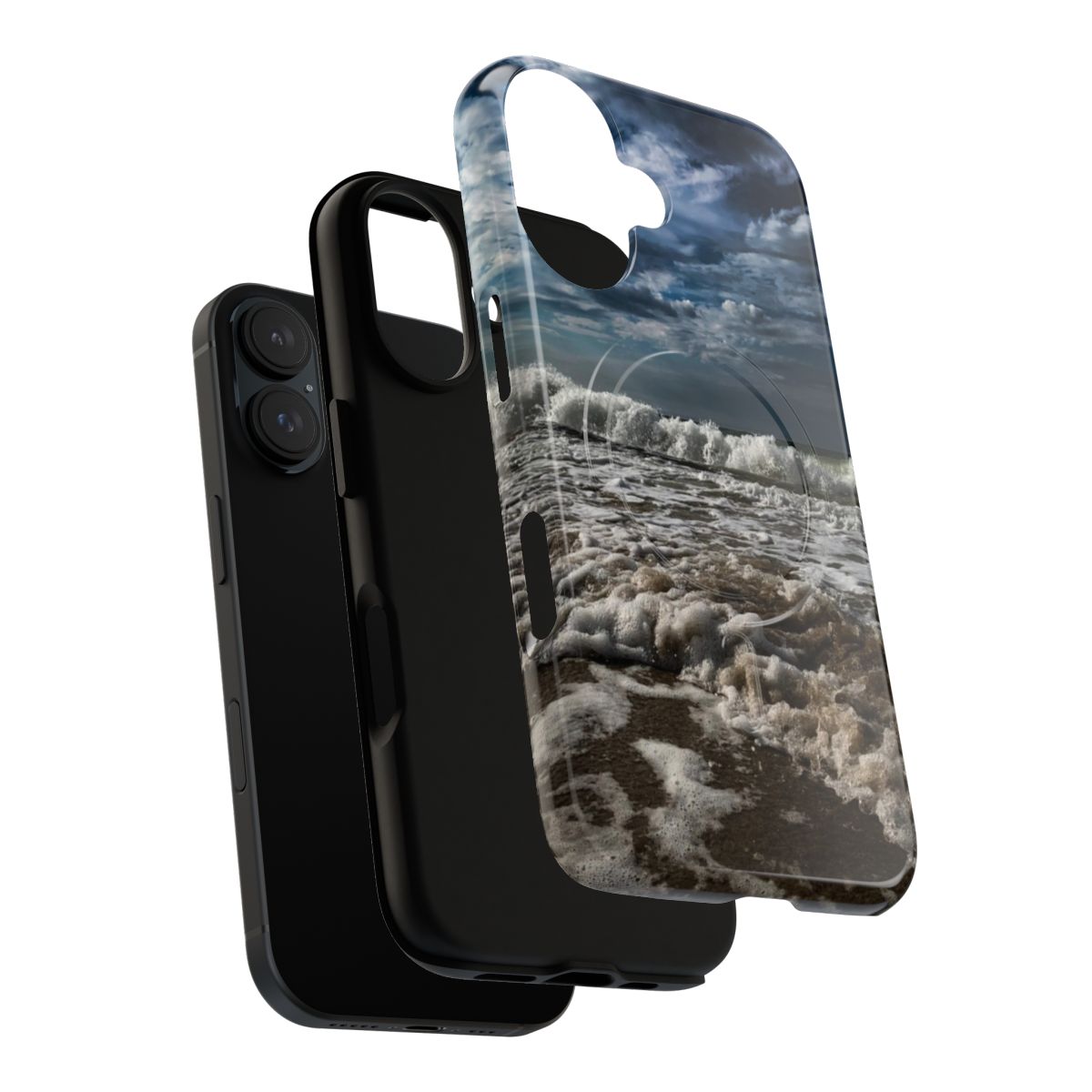 A magnetic tough phone case with a wave-inspired design, perfect for nature enthusiasts and beach lovers. - Layers