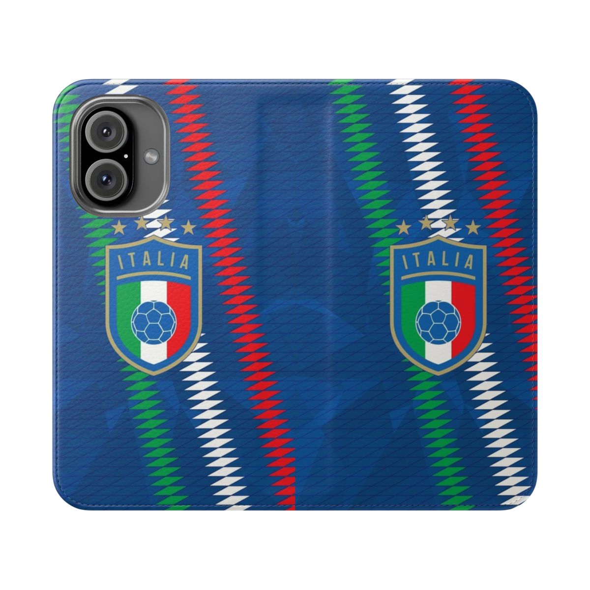 Vibrant Italy-themed flip cover phone case with football/soccer design