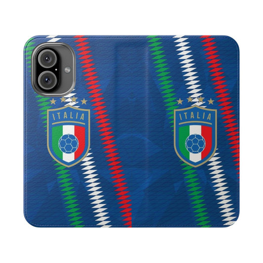 Vibrant Italy-themed flip cover phone case with football/soccer design