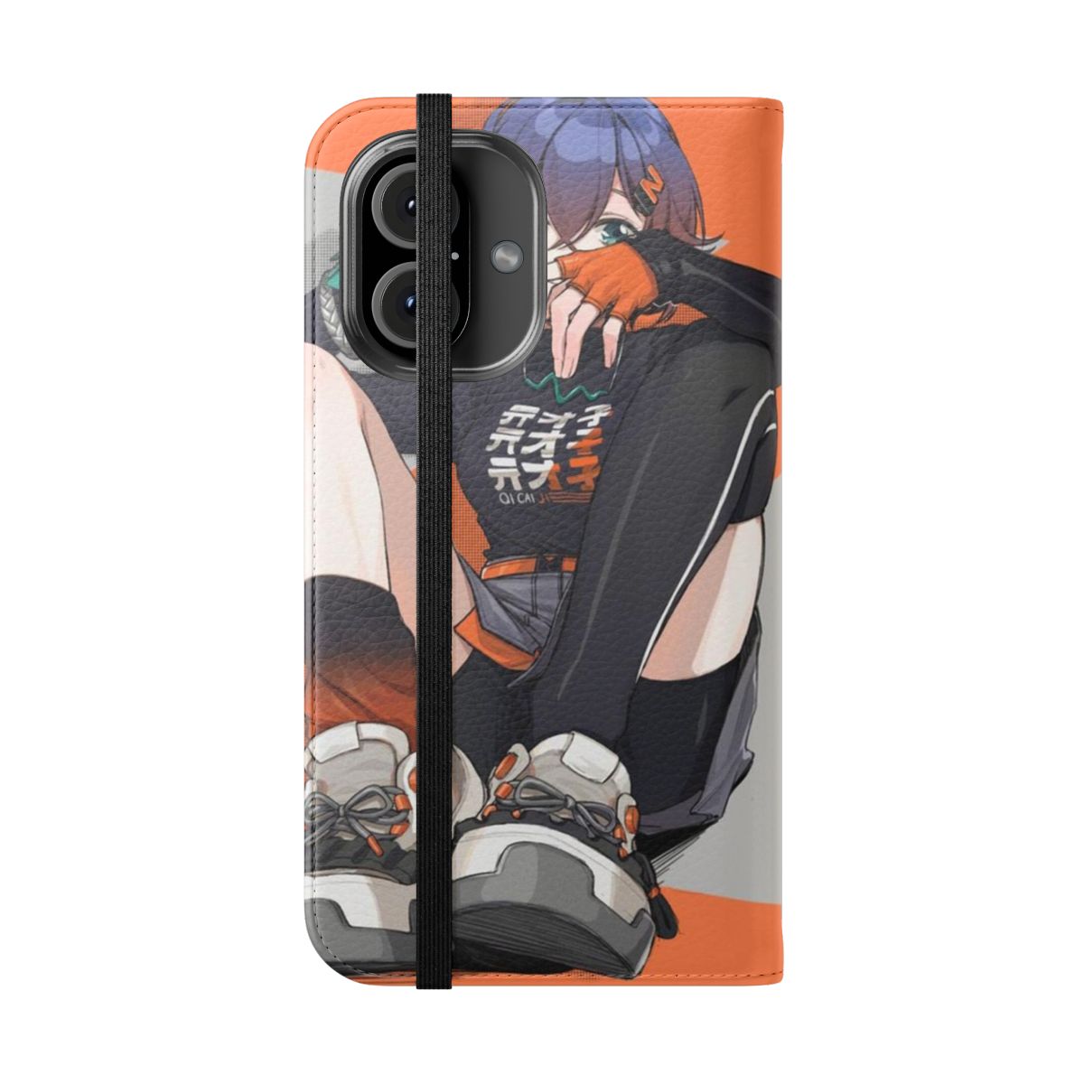 Customizable flip cover phone case featuring the Zenless Zone Zero anime - Folded Front