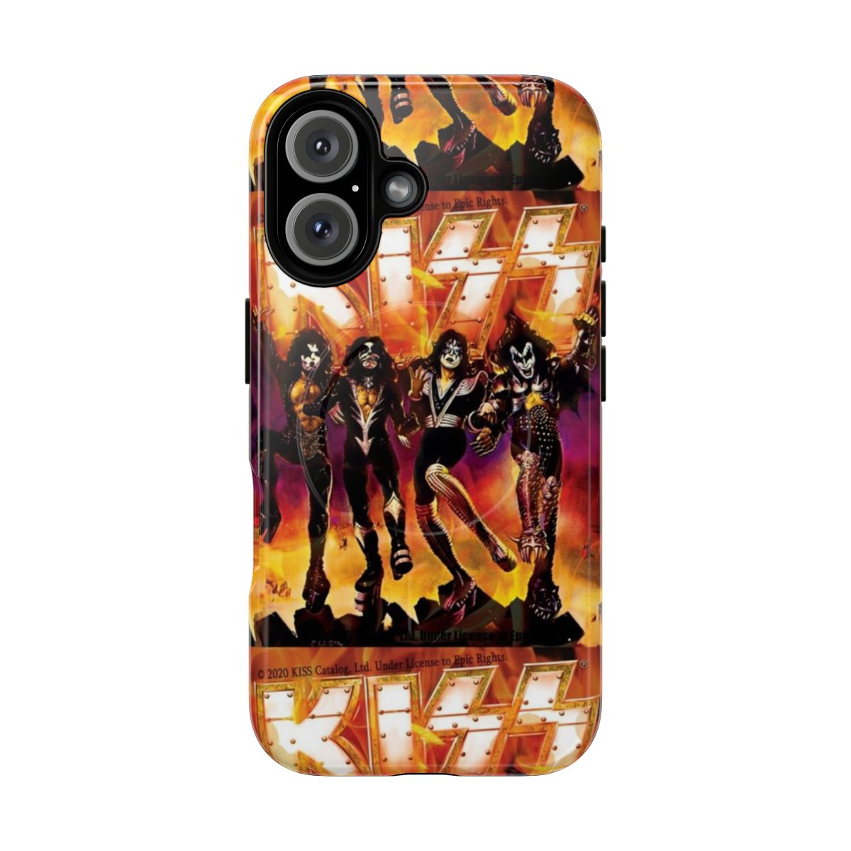 Magnetic tough phone case with KISS band graphic