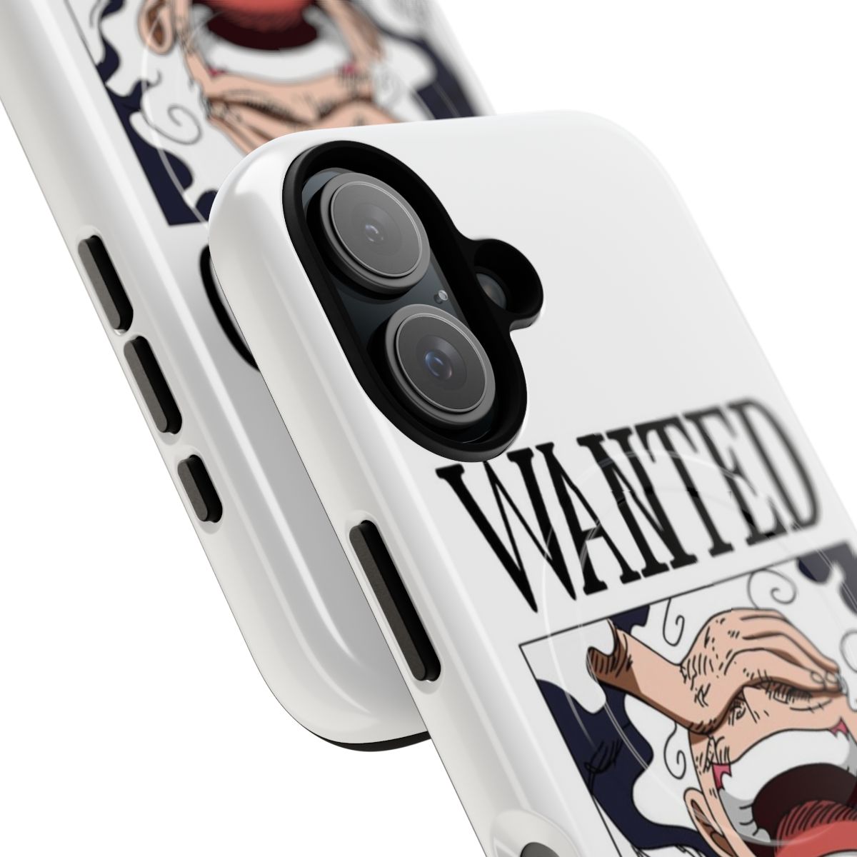 Magnetic tough phone case with an anime-style Luffy wanted poster design - Detail