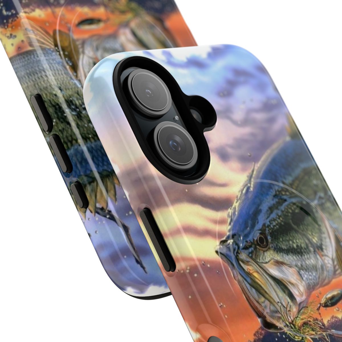 Magnetic tough phone case with bass fishing design - Detail