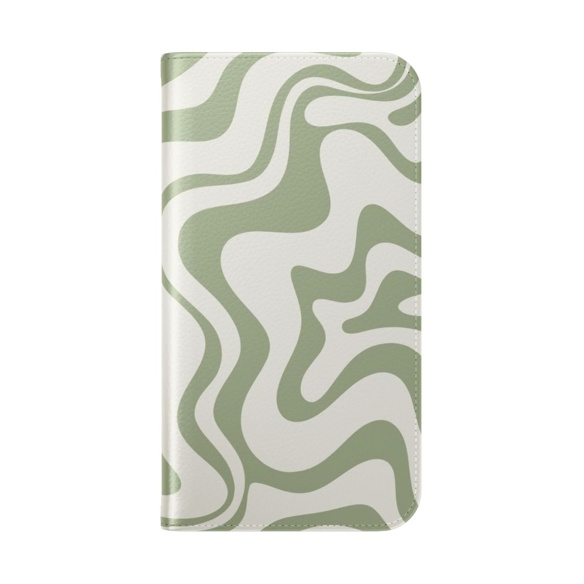 Stylish abstract phone case in a vintage-inspired sage green and white swirl pattern - Folded Back