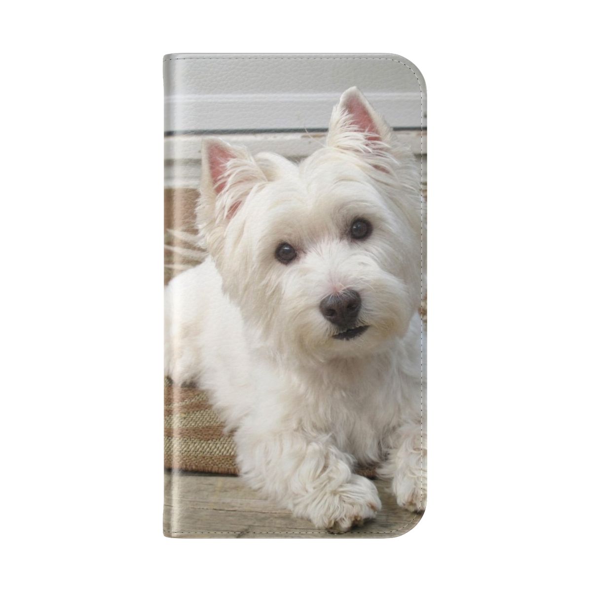 West Highland White Terrier dog breed phone case with flip cover design - Folded Back