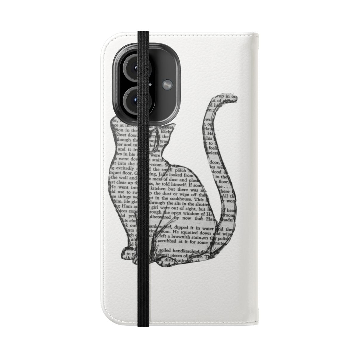 Flip phone case design featuring cats and books for book and cat enthusiasts - Folded Front