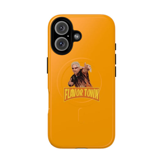 Magnetic tough phone case featuring a Guy Fieri Flavor Town USA inspired design