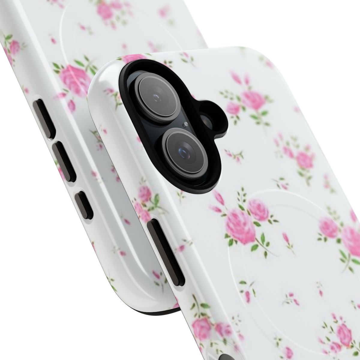 A stylish floral pattern phone case with a magnetic tough design. - Detail