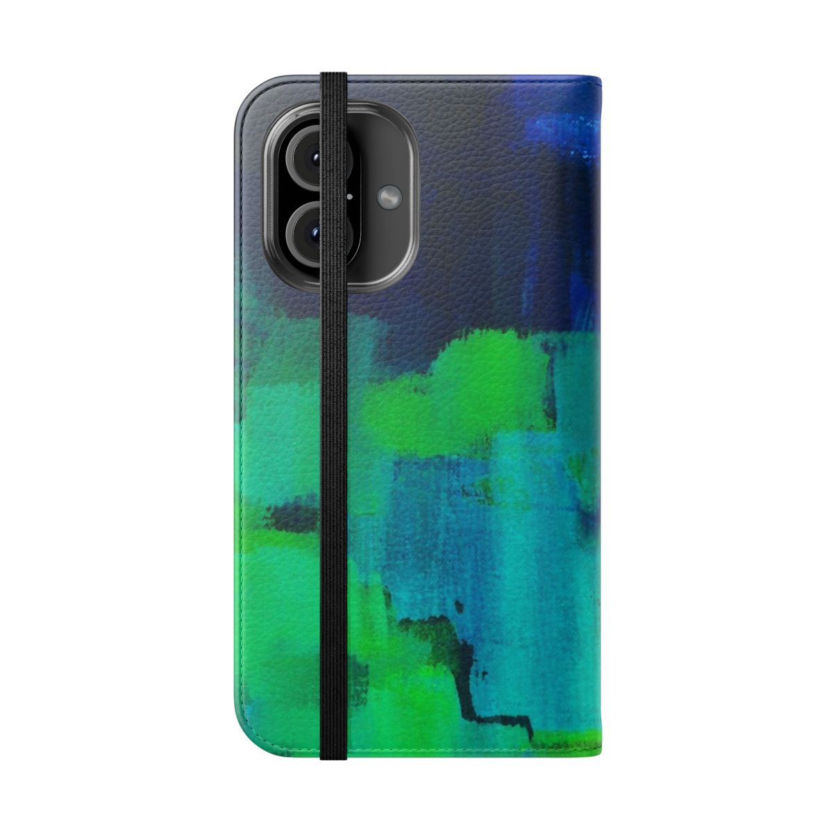 Colorful abstract art phone case cover in blue and green tones - Folded Front