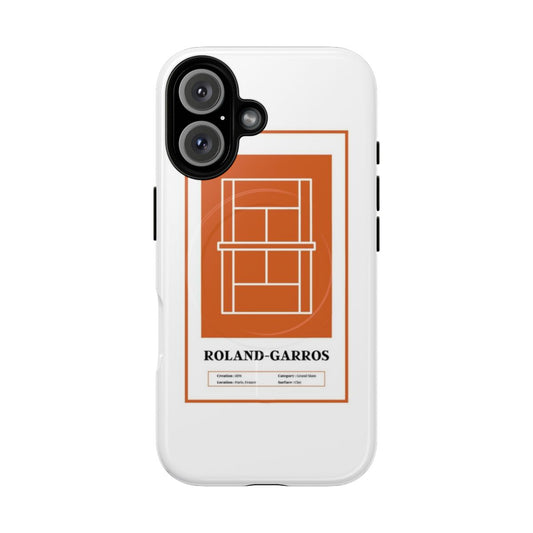 Magnetic tough phone case featuring tennis designs and players