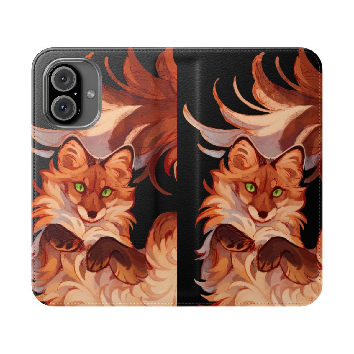 Red fox rolling in the grass on a stylish flip cover phone case