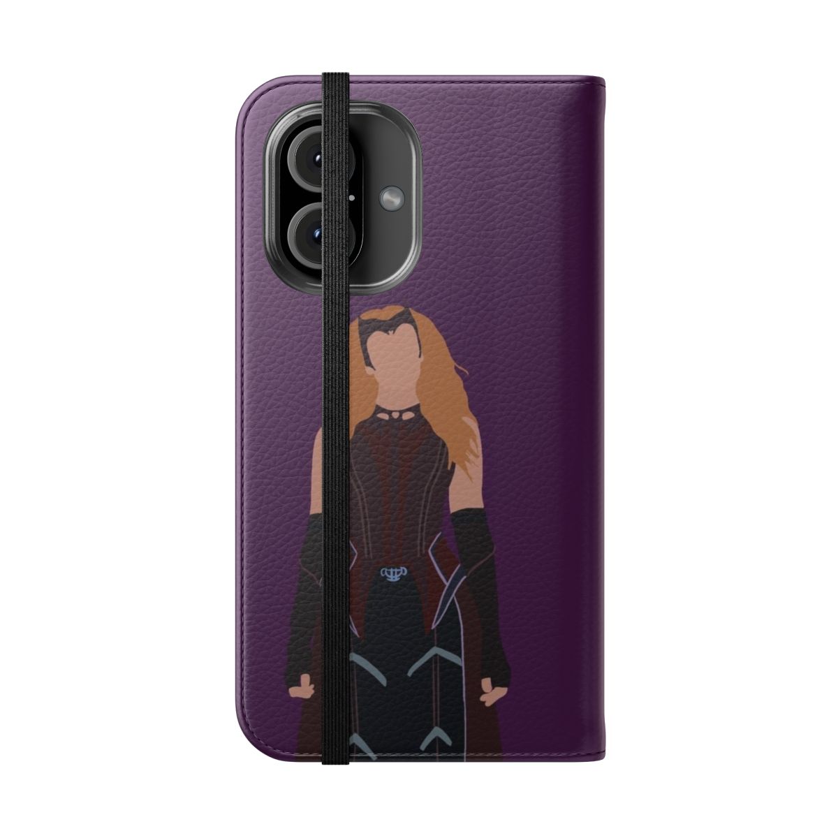 Stylish flip cover phone case featuring a Wanda Maximoff/Scarlet Witch design - Folded Front