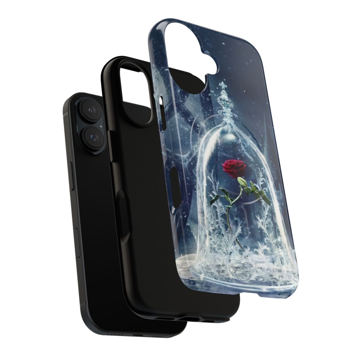 Artistic ice flower design on a magnetic tough phone case - Layers