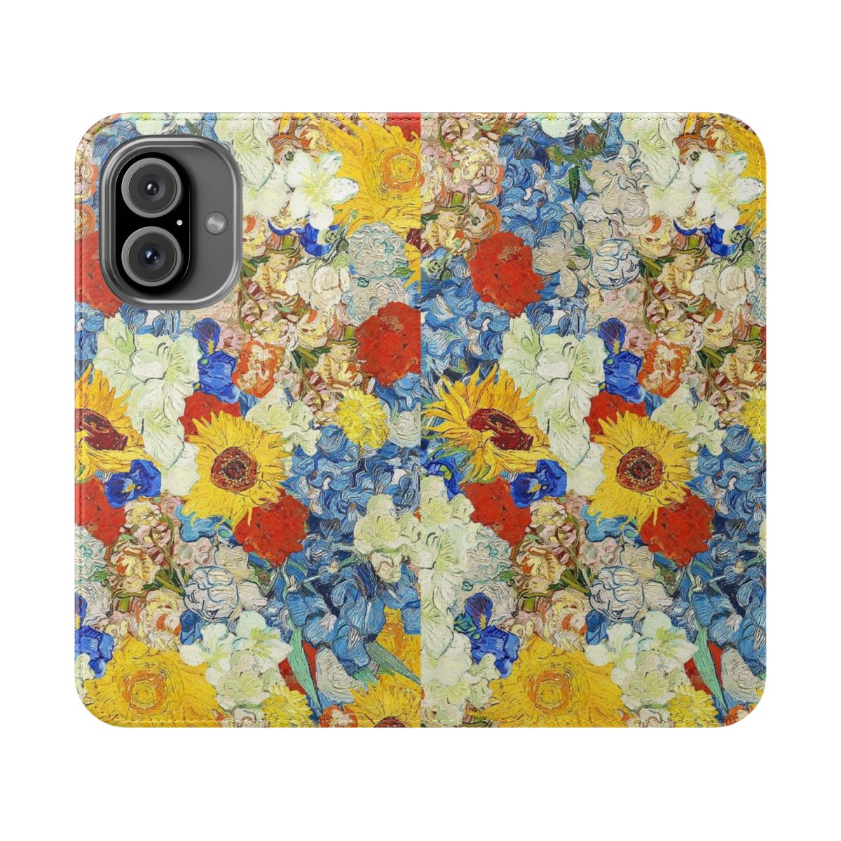 Colorful phone case featuring a digital collage design inspired by the artwork of Vincent Van Gogh.