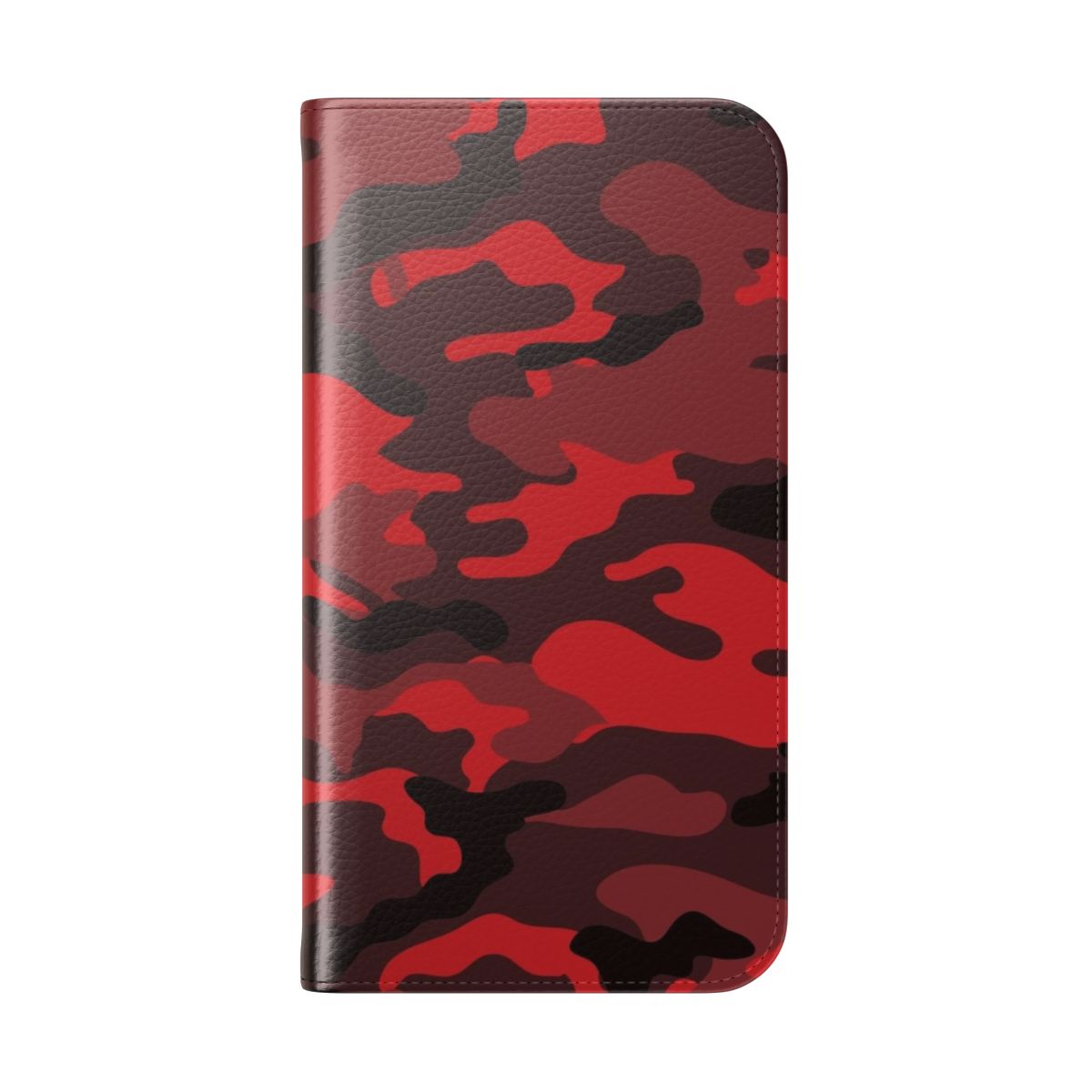 Red camo phone case with a blended nature-inspired pattern - Folded Back