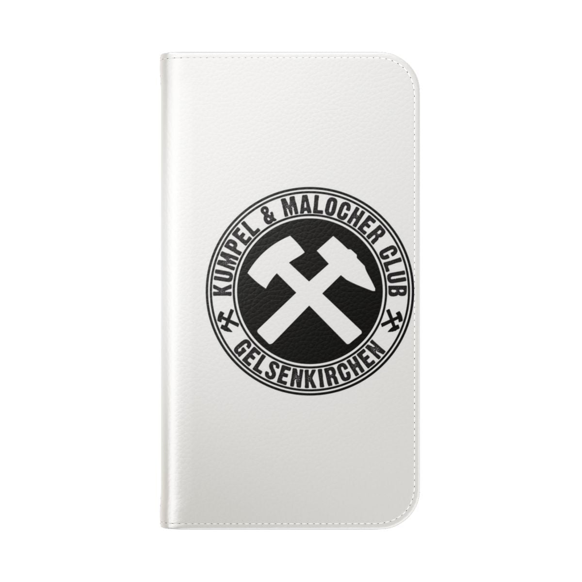 Ruhrpott-themed smartphone flip cover case featuring Gelsenkirchen's coat of arms - Folded Back