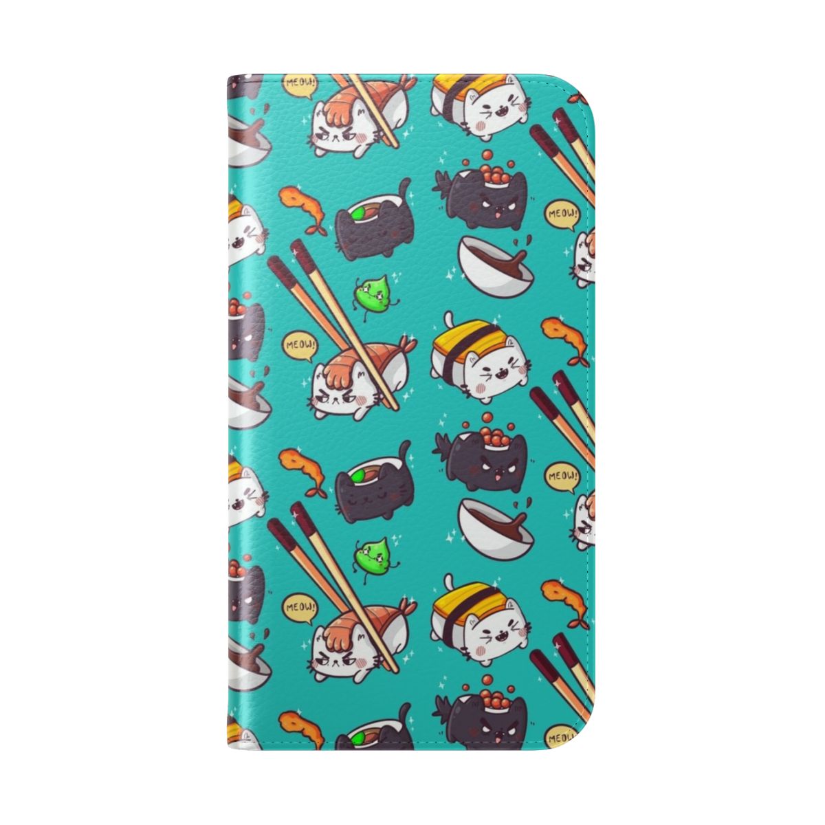 Sushi cat design on a phone flip cover case - Folded Back