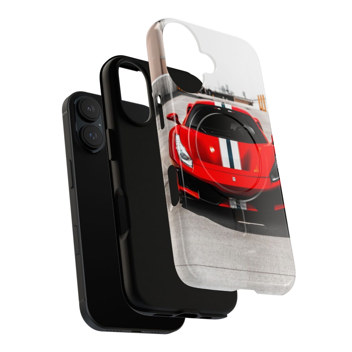 Sleek and durable magnetic phone case featuring a Ferrari 488 Pista inspired design - Layers