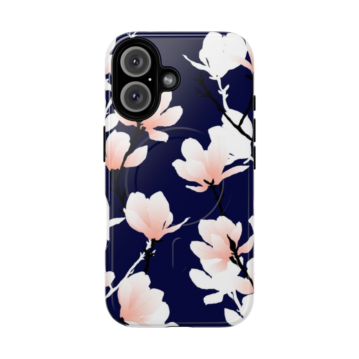 Magnolia midnight floral pattern on a magnetic tough phone case