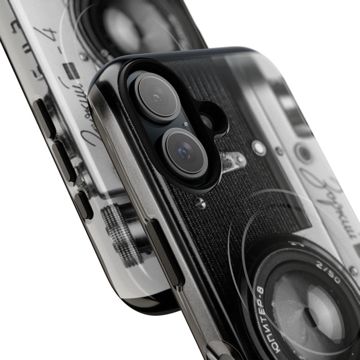 Vintage camera-inspired magnetic tough phone case for Galaxy devices - Detail