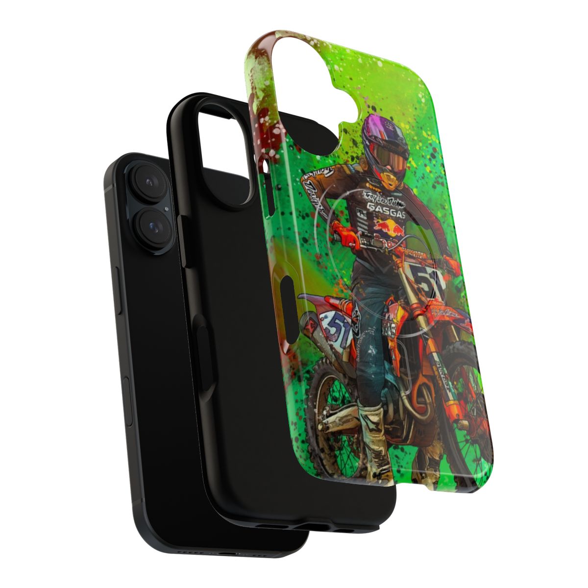 Durable motocross-inspired graffiti design phone case - Layers