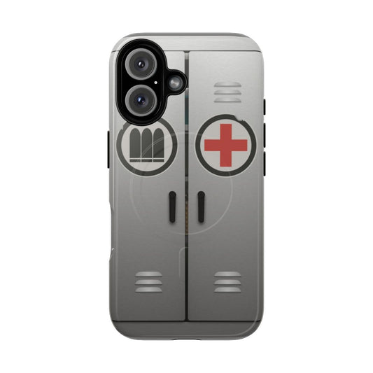 Durable TF2-inspired magnetic phone case featuring a resupply locker design