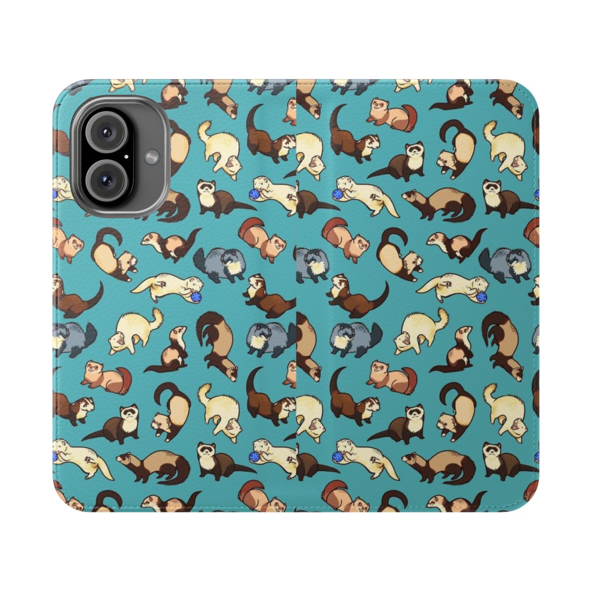 "Blue Cat Snake Pattern Flip Cover Phone Case"