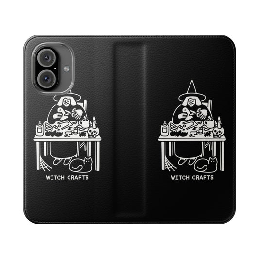 Witch Crafts Flip Cover Phone Case with Spooky Halloween Designs