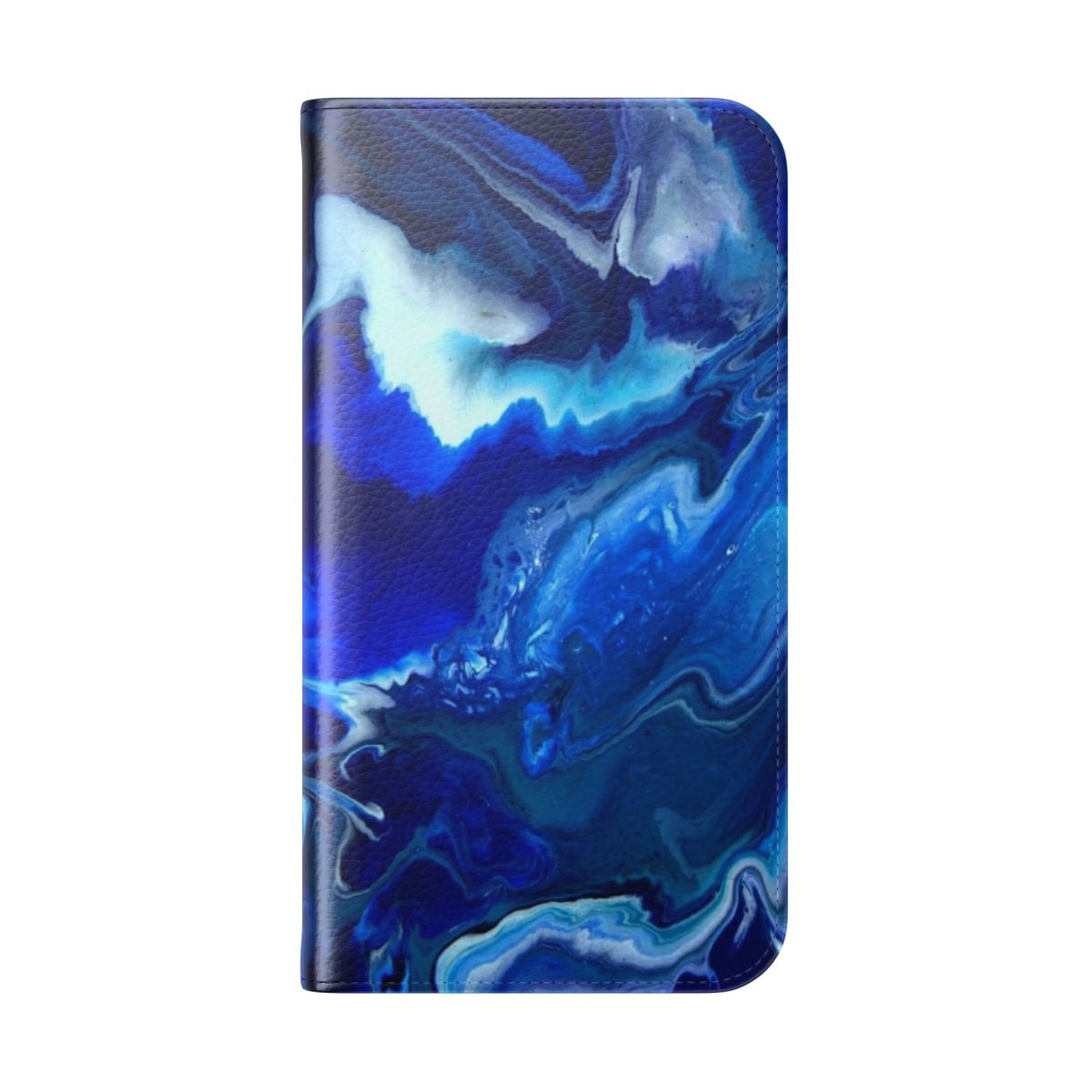 Colorful abstract fluid acrylic phone case with ocean waves, beach, and space-inspired artwork - Folded Back