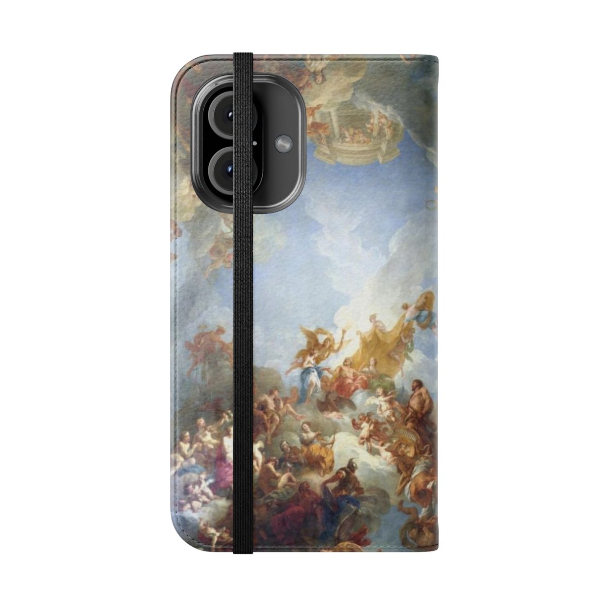 Vintage renaissance painting of clouds and architecture on a flip cover phone case - Folded Front