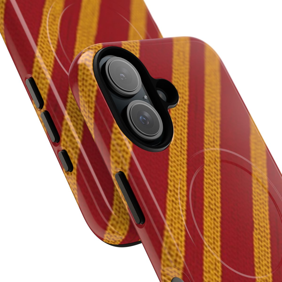 Vibrant red and yellow striped magical phone case - Detail