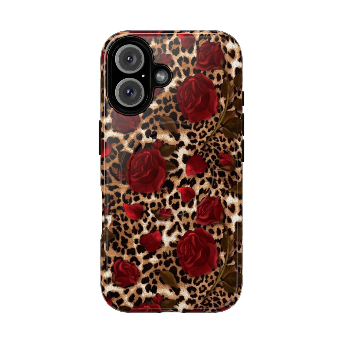 Leopard rose pattern phone case with a stylish and durable design