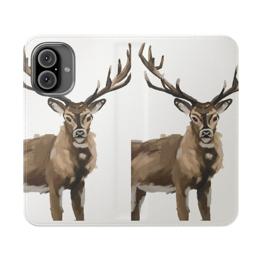 Deer-patterned phone flip case with protective design