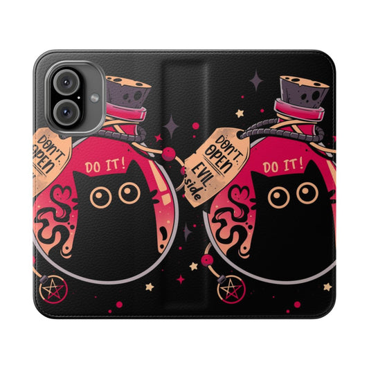 Black cat phone case with a spooky and enchanting design