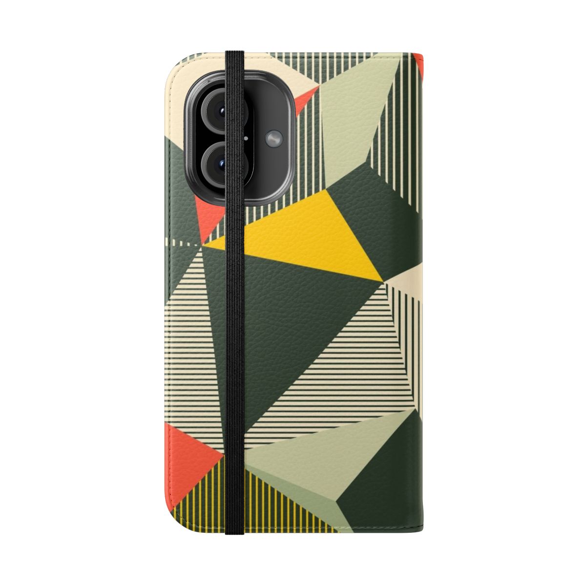 Colorful Bauhaus-inspired abstract geometric pattern phone case - Folded Front