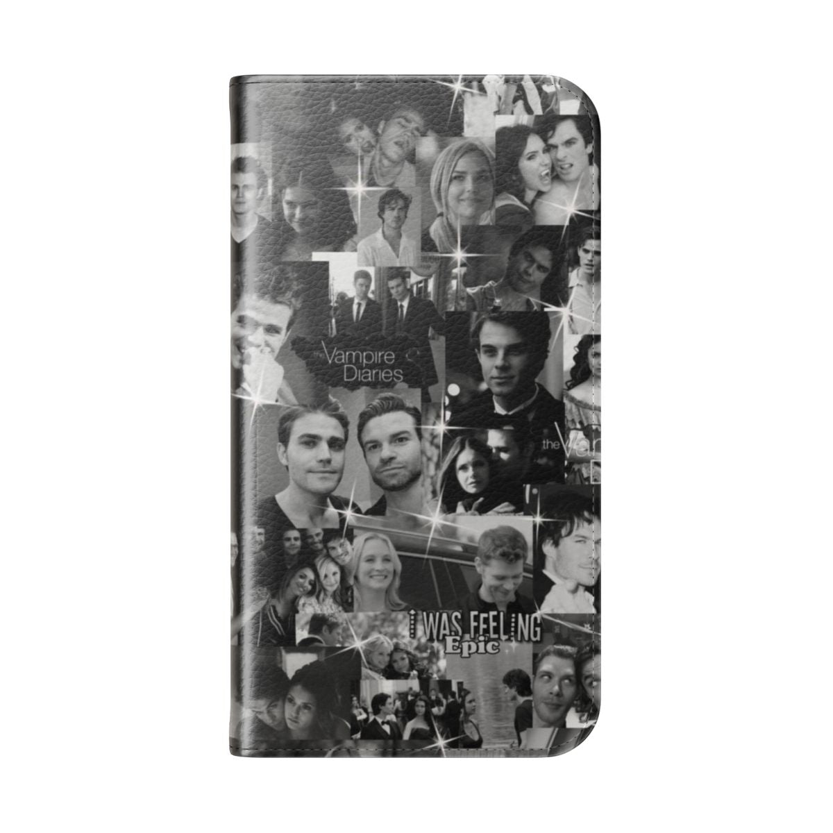 Flip cover phone case with vampire and college-inspired design - Folded Back